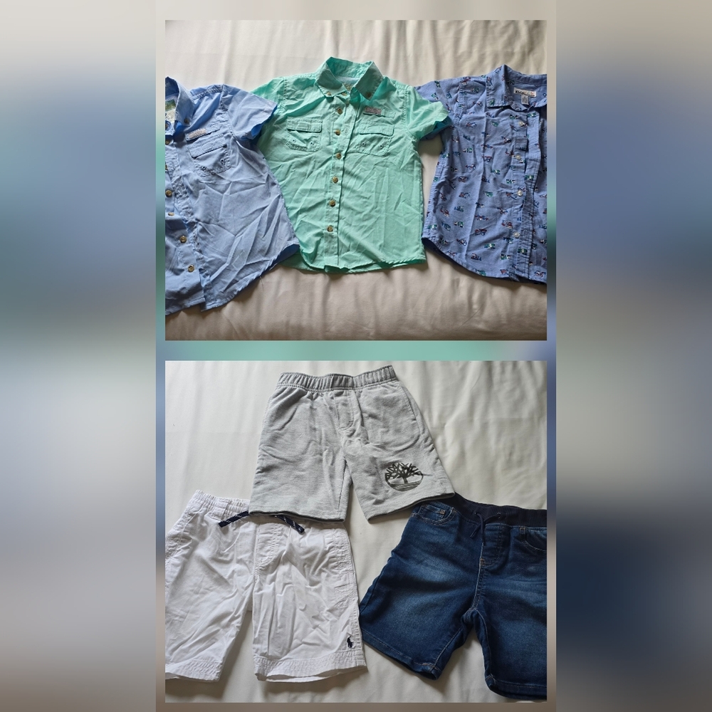 box of size 5 boys clothes 3 shirts , 3 shorts